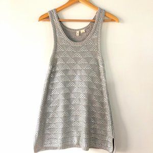 Anthropologie Moth Knit Scoop Neck Tank Sweater Vest Silver Grey Size Small